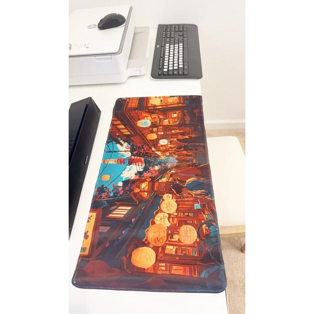 Neon Lantern Street Extended Mouse Pad Anti-slip Gaming Desk Mat